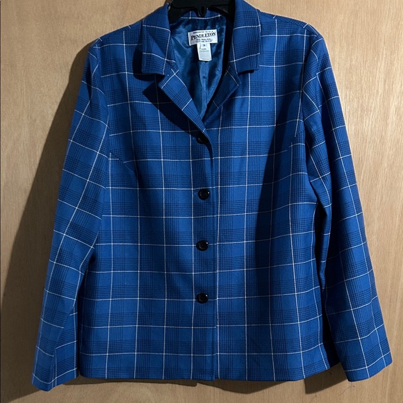 Pendleton Jackets & Blazers - Pendleton Women's Blue Checkered Blazer